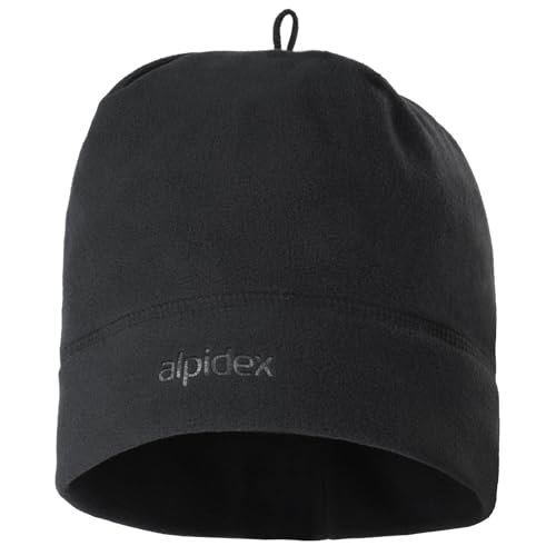 ALPIDEX Fleecemütze Laufmütze Winter Running Fleece Mütze Funktionsmütze Thermo Beanie Damen Herren Radfahren Helmmütze Outdoor Sportmütze Unisex, Farbe:Black von ALPIDEX