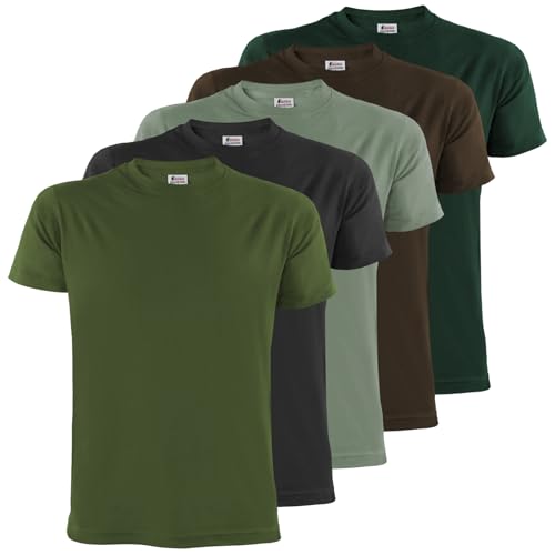 ALPIDEX Herren T-Shirts 5er Set Rundhals einfarbig S M L XL XXL 3XL 4XL 5XL, Größe:5XL, Farbe:Forest von ALPIDEX