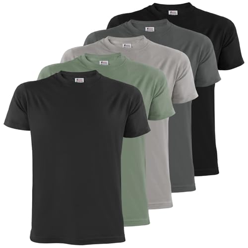 ALPIDEX Herren T-Shirts 5er Set Rundhals einfarbig S M L XL XXL 3XL 4XL 5XL, Größe:M, Farbe:Storm von ALPIDEX