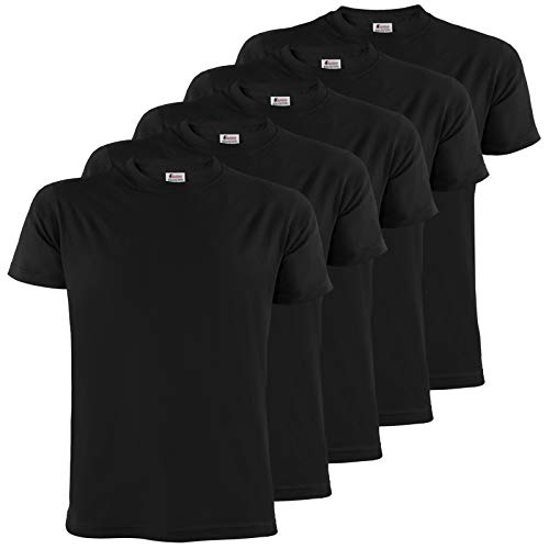 ALPIDEX Herren T-Shirts 5er Set Rundhals einfarbig S M L XL XXL 3XL 4XL 5XL, Größe:XXL, Farbe:Black von ALPIDEX