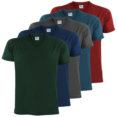 ALPIDEX Herren T-Shirts 5er Set mit V-Ausschnitt Shirts Basic Shirt Baumwolle Kurzarm Einfarbig S M L XL XXL 3XL 4XL 5XL, Größe:XXL, Farbe:Earth von ALPIDEX