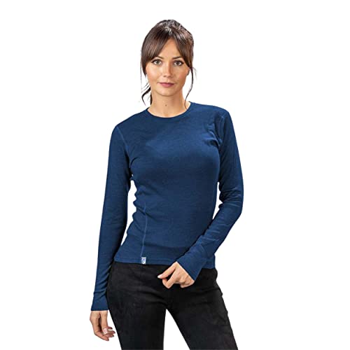 ALPIN LOACKER 100 Merino Langarmshirt Damen 230g/m2 I Feinste Merinowolle Unterwäsche I Langarm Wandershirt für Outdoor und Sport, Blau M von ALPIN LOACKER