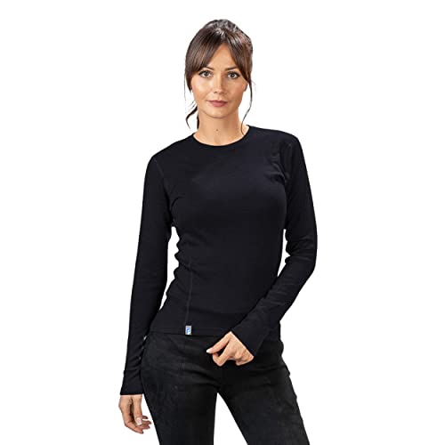ALPIN LOACKER 100 Merino Langarmshirt Damen 230g/m2 I Feinste Merinowolle Unterwäsche I Langarm Wandershirt für Outdoor und Sport, Schwarz S von ALPIN LOACKER