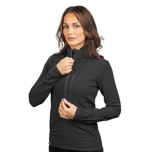 ALPIN LOACKER Merino Fleecejacke Damen 270 g/m² I Premium Merino Funktionsjacke Damen und atmungsaktive Outdoorjacke Damen I Sportjacke aus 70% Merinowolle, Schwarz M von ALPIN LOACKER