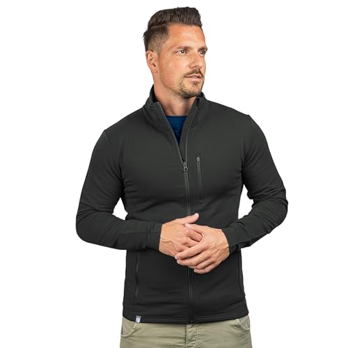 ALPIN LOACKER Merino Jacke Herren, Die Premium Merino Fleecejacke Herren Outdoor für Sport und Freizeit I Merino Wolljacke und Ski Midlayer Herren, Schwarz M von ALPIN LOACKER