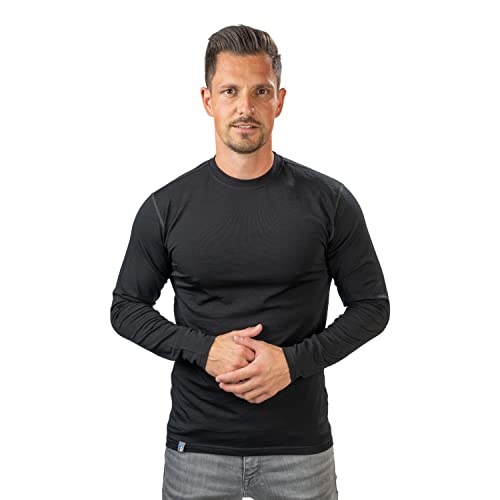 ALPIN LOACKER CORESPUN Merino Sport Langarmshirt Herren 150 g/m2, das leichte, atmungsaktive Merino Funktionsshirt Herren für Wandern und Outdoor Sport,Schwarz L von ALPIN LOACKER