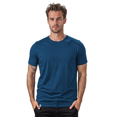 ALPIN LOACKER Coolmax Merino T-Shirt Herren Kurzarm 150 g/m2 I Antischweißshirt I Merinowolle Tshirt I kühlendes Thermooberteil atmungsaktiv, Blau M von ALPIN LOACKER