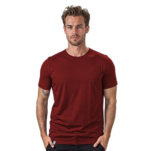 ALPIN LOACKER Coolmax Merino T-Shirt Herren Kurzarm 150 g/m2 I Antischweißshirt I Merinowolle Tshirt I kühlendes Thermooberteil atmungsaktiv, Rot XL von ALPIN LOACKER