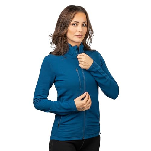 ALPIN LOACKER Merino Jacke Damen 270 g/m² I Merinowolle Fleecejacke atmungsaktiv I Wolljacke für Outdoor und Freizeit, Blau M von ALPIN LOACKER