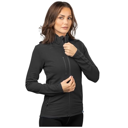 ALPIN LOACKER Merino Jacke Damen 270 g/m² I Merinowolle Fleecejacke atmungsaktiv I Wolljacke für Outdoor und Freizeit, Schwarz XL von ALPIN LOACKER