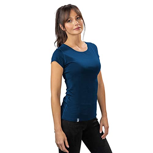 ALPIN LOACKER Merino Shirt Damen Kurzarm - Das Merino T-Shirt Damen für Wandern und Outdoor I atmungsaktives Thermoshirt Damen für Sport I Merino Unterwäsche Damen, Blau M von ALPIN LOACKER