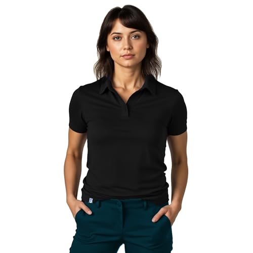 ALPIN LOACKER Merino Shirt Damen Kurzarm und Poloshirt I atmungsaktives Funktionsshirt schnelltrocknend für Sport und Wandern I Merinowolle Tshirt und Thermooberteil, Schwarz S von ALPIN LOACKER