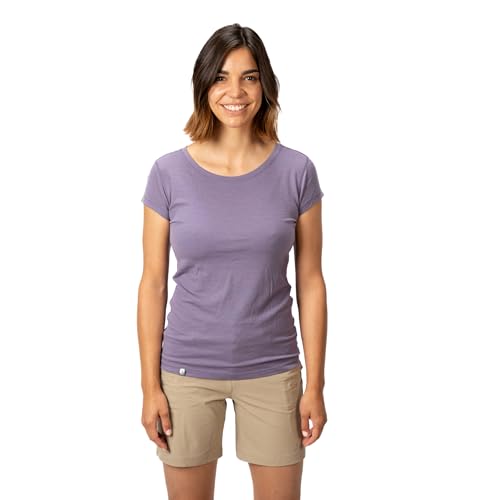 ALPIN LOACKER Merino Shirt Damen Kurzarm und Poloshirt I atmungsaktives Funktionsshirt schnelltrocknend für Sport und Wandern I Merinowolle Tshirt und Thermooberteil, Violet S von ALPIN LOACKER