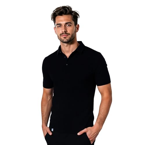 ALPIN LOACKER Merino Shirt Herren Kurzarm I Antischweißshirt I Merinowolle Tshirt I Thermooberteil atmungsaktiv, Polo Schwarz L von ALPIN LOACKER