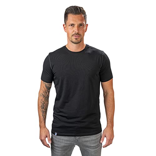 ALPIN LOACKER Merino Shirt Herren - Premium Merino Tshirt Herren Kurzarm I Thermo Oberteil Männer und Funktionsshirt für Outdoor I Merino Unterwäsche Herren, Schwarz S von ALPIN LOACKER