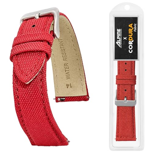 Alpines Uhrenarmband aus Cordura-Gewebe – Schnellverschluss-Ersatz-Uhrenarmbänder – wasserabweisendes Lederband mit Rückenfutter – Uhrenarmbänder für Damen und Herren – kompatibel mit normalen und von ALPINE INTERNATIONAL