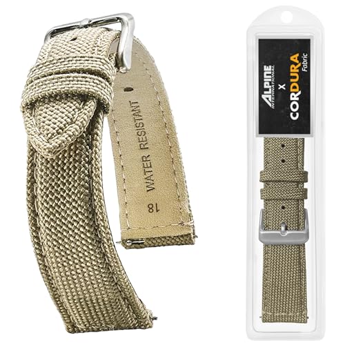 Alpines Uhrenarmband aus Cordura-Gewebe – Schnellverschluss-Ersatz-Uhrenarmbänder – wasserabweisendes Lederband mit Rückenfutter – Uhrenarmbänder für Damen und Herren – kompatibel mit normalen und Alpines Uhrenarmband aus Cordura-Gewebe – Schnellverschluss-Ersatz-Uhrenarmbänder – wasserabweisendes Lederband mit Rückenfutter – Uhrenarmbänder für Damen und Herren – kompatibel mit normalen und von ALPINE INTERNATIONAL