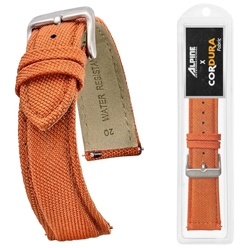Alpines Uhrenarmband aus Cordura-Gewebe – Schnellverschluss-Ersatz-Uhrenarmbänder – wasserabweisendes Lederband mit Rückenfutter – Uhrenarmbänder für Damen und Herren – kompatibel mit normalen und Alpines Uhrenarmband aus Cordura-Gewebe – Schnellverschluss-Ersatz-Uhrenarmbänder – wasserabweisendes Lederband mit Rückenfutter – Uhrenarmbänder für Damen und Herren – kompatibel mit normalen und von ALPINE INTERNATIONAL
