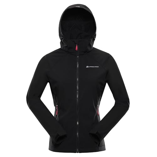 ALPINE PRO Damen Softshelljacke LANCA – Winddicht, Wasserdicht & Atmungsaktiv – Leichte und Funktionelle Übergangsjacke für Wandern, Radfahren & Laufen, Schwarz - L von ALPINE PRO SPORTSWEAR & EQUIPMENT