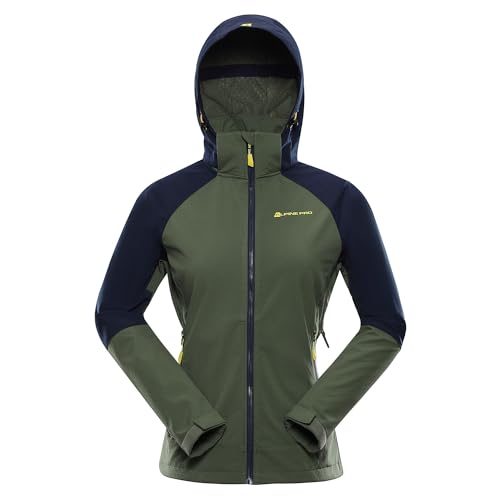 ALPINE PRO LANCA Damen Softshelljacke, Damenjacke, Übergangsjacke, Wasserdicht Atmungsaktiv, Winddicht, Outdoor Funktionsjacke mit Membran (Grün,S) von ALPINE PRO SPORTSWEAR & EQUIPMENT
