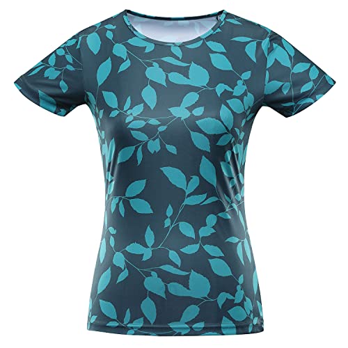 ALPINE PRO QUATRA Damen-T-Shirt | Sommerliche Farben und Druckmuster | Funktionelles COOL-Dry Material | Schnell trocknend | Ideal für Sport, Natur und Fitness | Semi-Fitted-Schnitt von ALPINE PRO