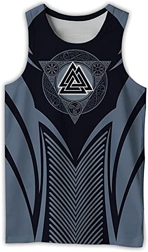 ALPTEC Viking Raven Crow Graphic Tanktops Norse Compass Odin Crow Pattern Ärmellose Unterhemden 3D gedrucktes Workout-Tanktop (Color : F, Size : XL) von ALPTEC