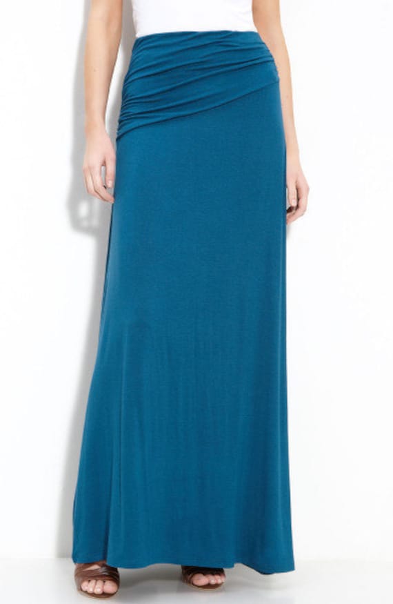 Geraffter Langer Jersey Maxi Rock von ALSHARIFA