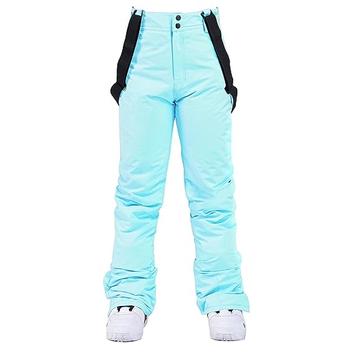 ALSOGO Damen Frauen Skihose Hosenträgerhose Outdoorhose Wasserdicht Winddichte Warme Gefütterte Schneehose Snowboardhose Skilanglaufhose Thermohose Wanderhose Softshellhose Blau S von ALSOGO