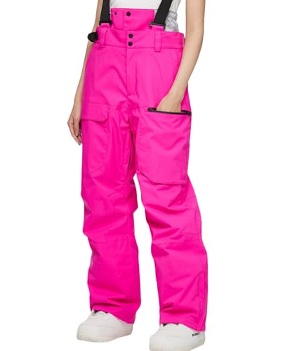 ALSOGO Damen Skihose Wasserdicht Isolierte Latzhose Winter Snowboard Verstellbare Hosenträger Schneehose Winddicht Outdoor Warme Hose Hot Pink L von ALSOGO