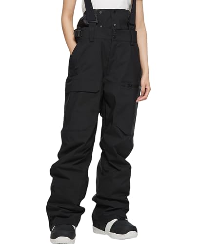 ALSOGO Damen Skihose Wasserdicht Isolierte Latzhose Winter Snowboard Verstellbare Hosenträger Schneehose Winddicht Outdoor Warme Hose Schwarz L von ALSOGO