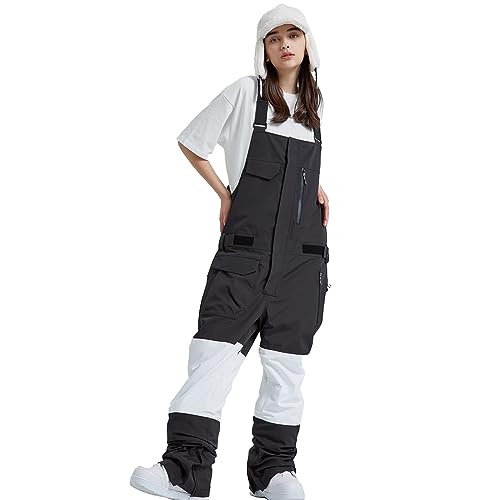 ALSOGO Damen Skihose Winter wasserdichte Winddicht Einstellbare Verschleißfeste Lätzchen Wandern Klettern Isolierte Ski Hosen Black-03 L von ALSOGO