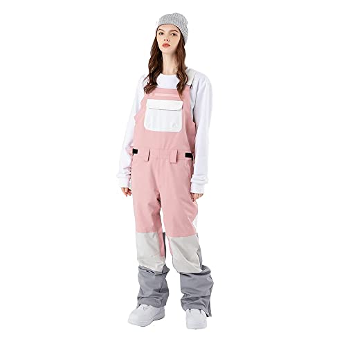 ALSOGO Damen Skihose Winter wasserdichte Winddicht Einstellbare Verschleißfeste Lätzchen Wandern Klettern Isolierte Ski Hosen Pink02 L von ALSOGO