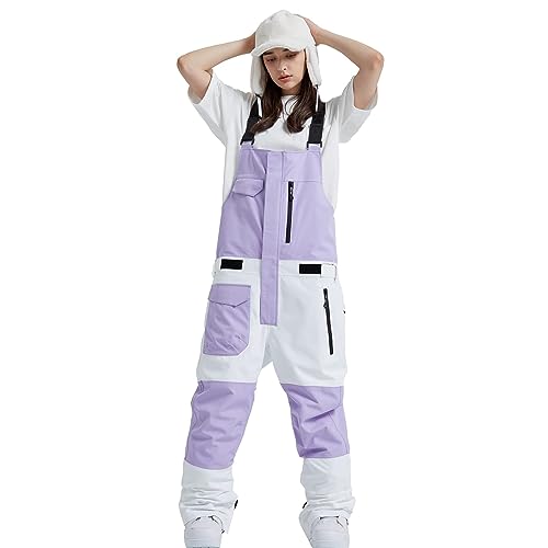 ALSOGO Damen Skihose Winter wasserdichte Winddicht Einstellbare Verschleißfeste Lätzchen Wandern Klettern Isolierte Ski Hosen Purple-03 M von ALSOGO