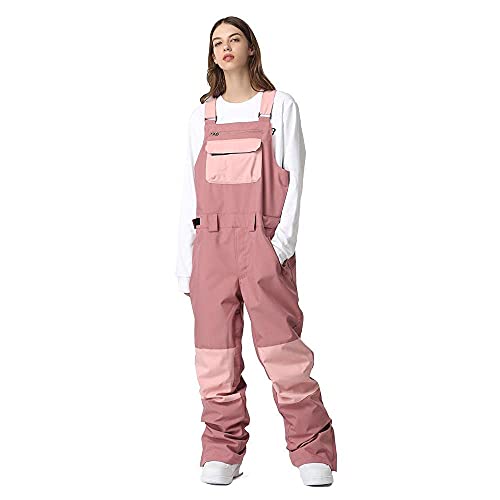 ALSOGO Damen Skihose Winter wasserdichte Winddicht Einstellbare Verschleißfeste Lätzchen Wandern Klettern Isolierte Ski Hosen Rose M von ALSOGO