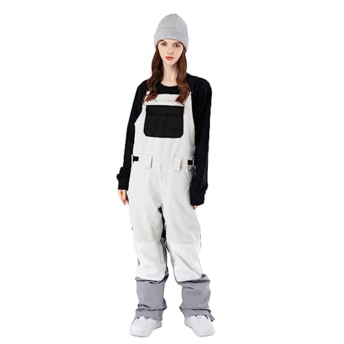 ALSOGO Damen Skihose Winter wasserdichte Winddicht Einstellbare Verschleißfeste Lätzchen Wandern Klettern Isolierte Ski Hosen White-02 S von ALSOGO