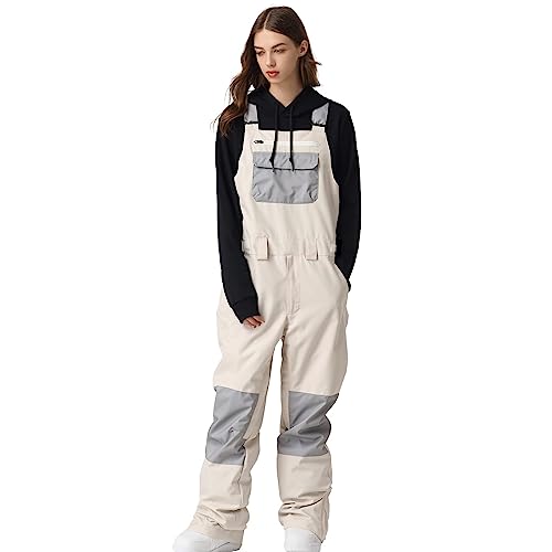 ALSOGO Damen Skihose Winter wasserdichte Winddicht Einstellbare Verschleißfeste Lätzchen Wandern Klettern Isolierte Ski Hosen White L von ALSOGO