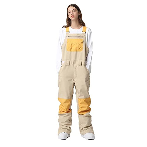 ALSOGO Damen Skihose Winter wasserdichte Winddicht Einstellbare Verschleißfeste Lätzchen Wandern Klettern Isolierte Ski Hosen Yellow M von ALSOGO