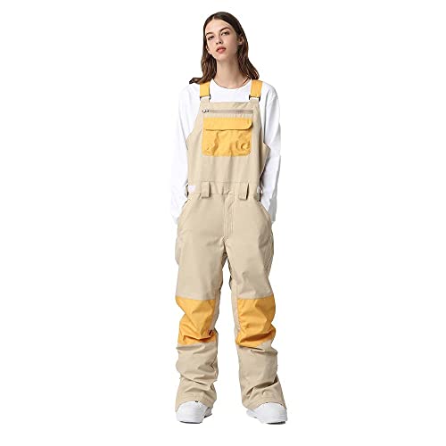 ALSOGO Damen Skihose Winter wasserdichte Winddicht Einstellbare Verschleißfeste Lätzchen Wandern Klettern Isolierte Ski Hosen Yellow XS von ALSOGO
