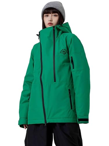 ALSOGO Damen Skijacke Softshelljacke Berg Wasserdichte Winddichte Snowboardjacke Outdoor-Winterjacke mit Kapuze Grün XL von ALSOGO