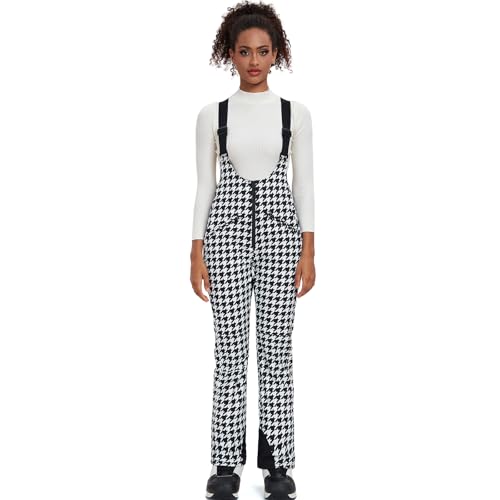 ALSOGO Damen Snow Bibs Isolierte wasserdichte Winddichte Skihose Overall Winter Snowboarding Hose Warmhalten Bequem Hahnentritt L von ALSOGO