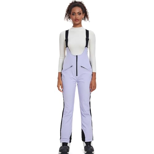 ALSOGO Damen Snow Bibs Isolierte wasserdichte Winddichte Skihose Overall Winter Snowboarding Hose Warmhalten Bequem Lila M von ALSOGO
