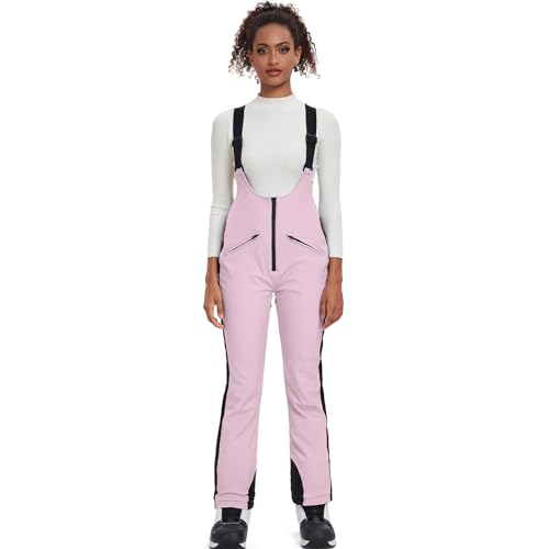 ALSOGO Damen Snow Bibs Isolierte wasserdichte Winddichte Skihose Overall Winter Snowboarding Hose Warmhalten Bequem Rosa M von ALSOGO