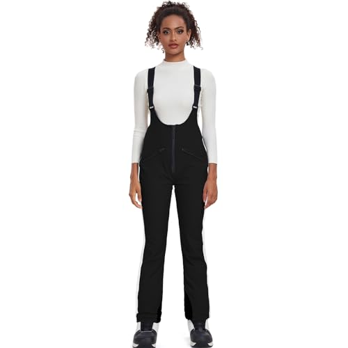 ALSOGO Damen Snow Bibs Isolierte wasserdichte Winddichte Skihose Overall Winter Snowboarding Hose Warmhalten Bequem Schwarz S von ALSOGO