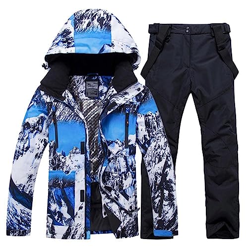 ALSOGO Herren Skianzug Ski Jacke und Hose Set Wasserdichter Schneeanzug Snowboard Jacke Hose Skikleidung Für Männer Black XS von ALSOGO