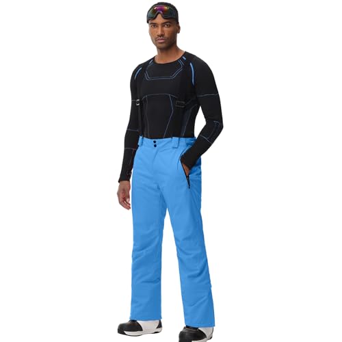 ALSOGO Herren Skihose wasserdichte Winddichte Winter Schneehose Outdoor Snowboardhose mit Abnehmbar Träger Blau L von ALSOGO