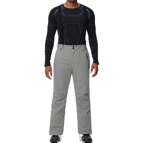 ALSOGO Herren Skihose wasserdichte Winddichte Winter Schneehose Outdoor Snowboardhose mit Abnehmbar Träger Grau S von ALSOGO