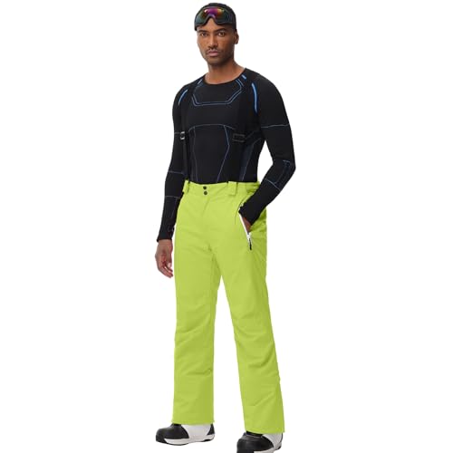 ALSOGO Herren Skihose wasserdichte Winddichte Winter Schneehose Outdoor Snowboardhose mit Abnehmbar Träger Grün M von ALSOGO
