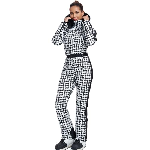ALSOGO Skianzug Frauen ein Stück Schneeanzug isoliert wasserdicht winddicht Schnee Outfits Jumpsuits mit abnehmbaren Pelzkragen von ALSOGO