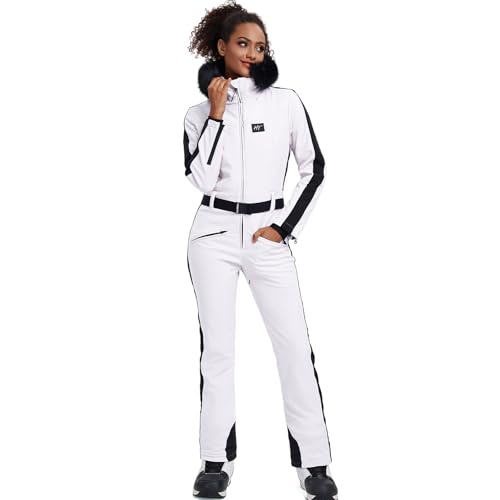 ALSOGO Skianzug Frauen ein Stück Schneeanzug isoliert wasserdicht winddicht Schnee Outfits Jumpsuits mit abnehmbaren Pelzkragen von ALSOGO