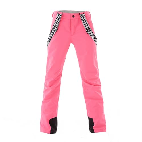 Skihose Damen Wasserdichte Professionelle Schneehose Winddichte Hosenträgerhose Winter Outdoor Regenhose Warme Wanderhose Snowboard Softshellhose mit abnehmbaren Trägern Overall & Schneefang Pink L von ALSOGO